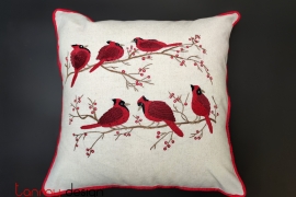 Cushion cover-Red bird embroidery 